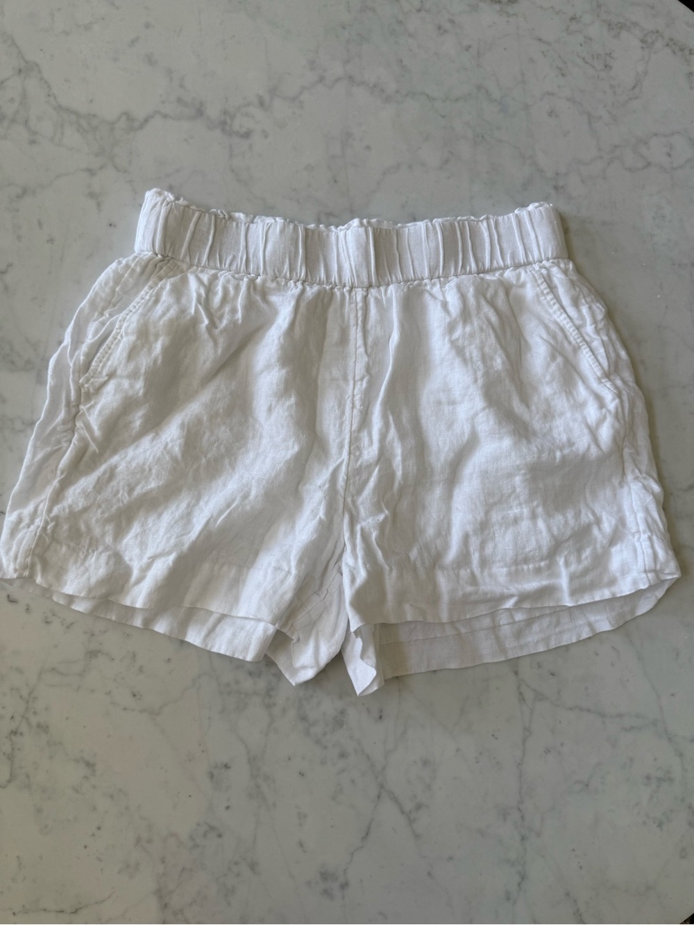 J. Crew 100% Linen White Pull On Shorts Womens Medium Coastal Summer